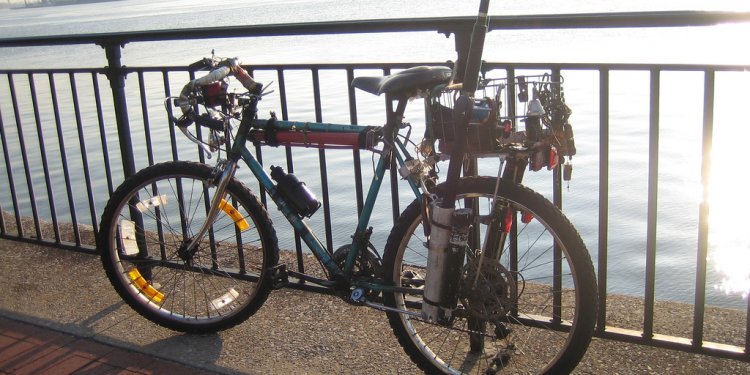 East River Bicycle with Fishing Rod Attachment