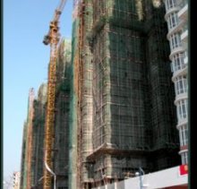 Bamboo scaffolding is often scene on high-rise buildings tasks in Southern Asia
